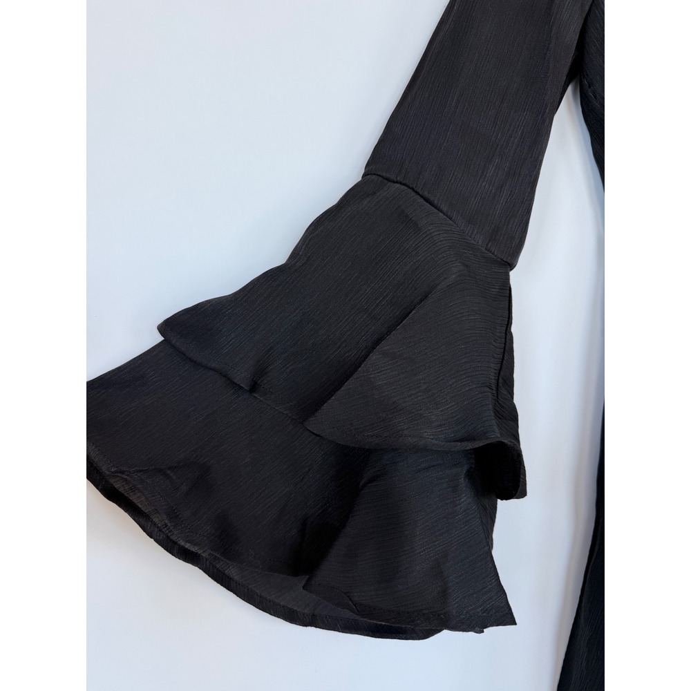 Altar'd State Ruffle Bell Sleeve Mini Dress Black M Dark Romantic Holiday Party - Picture 4 of 11